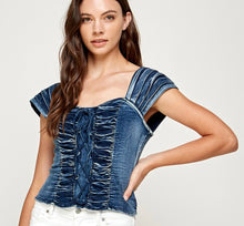 Load image into Gallery viewer, Tie the knot Denim Top
